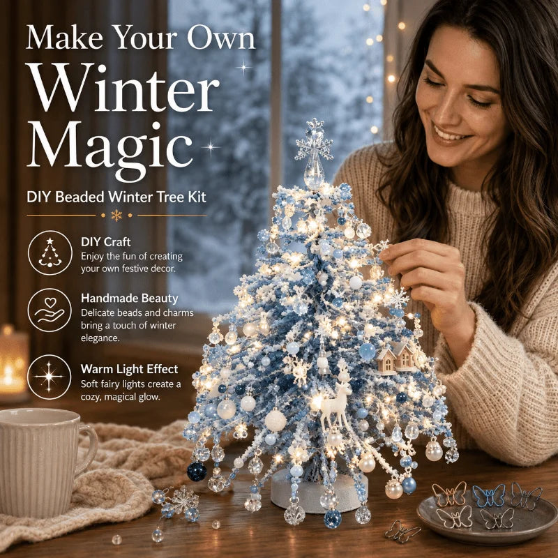 Mini Desktop Christmas Tree Kit With Snowflake Ornaments