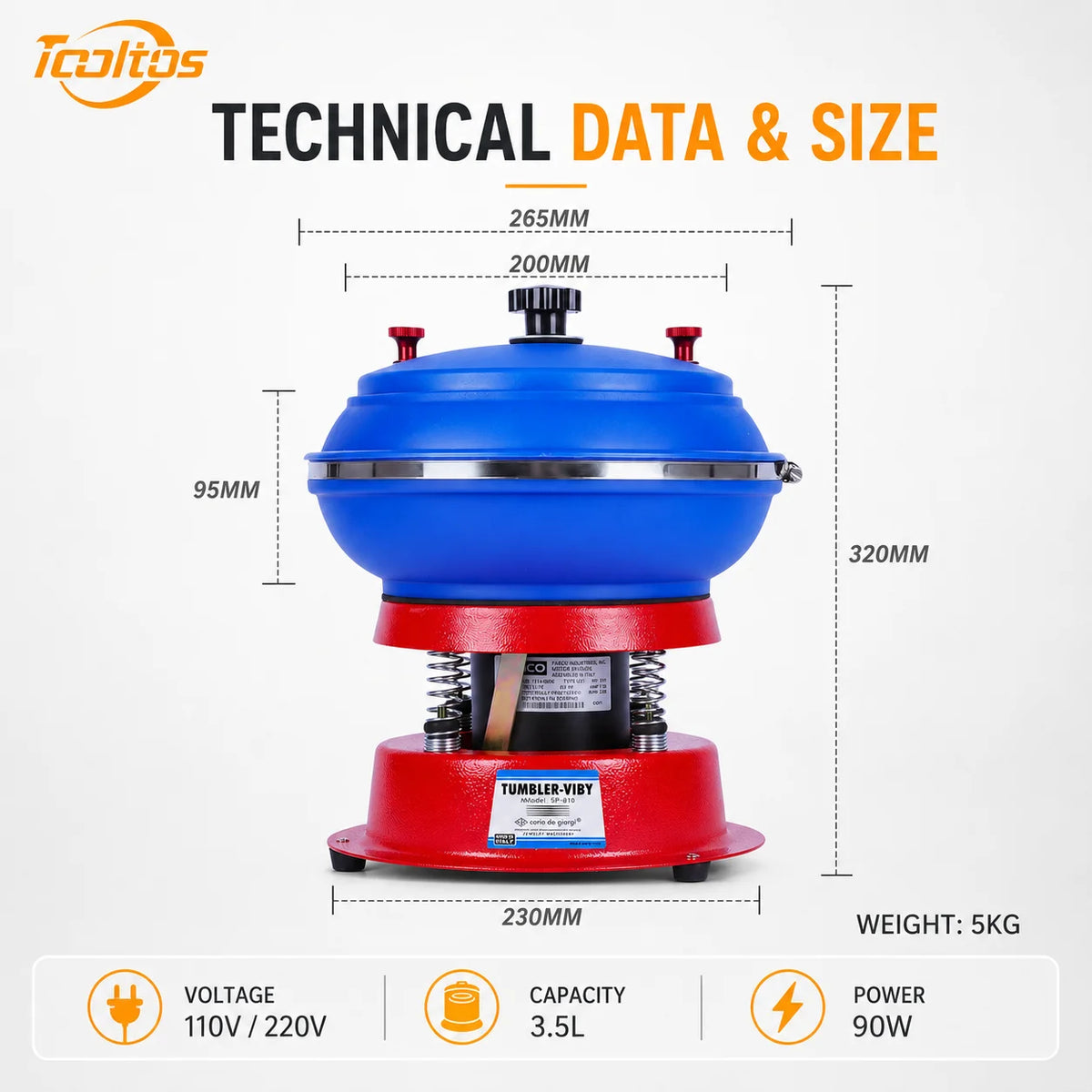 Vibratory Tumbler Polishing Machine for Jewelry, Agate and Metal