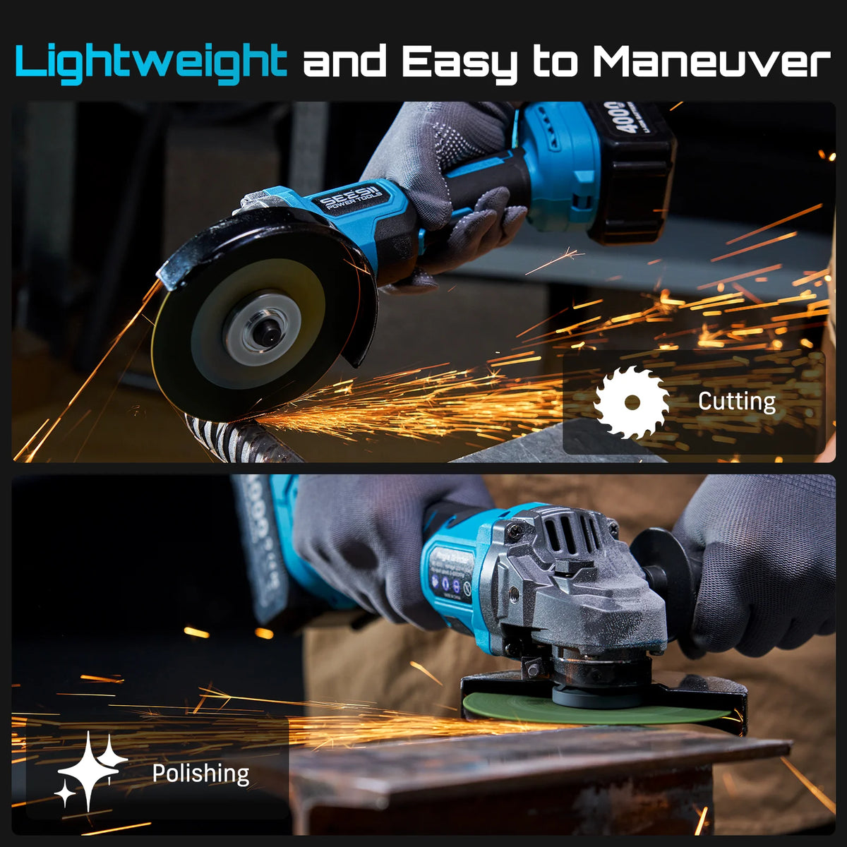 Seesii Brushless Cordless Drill Wrench Grinder 3-in-1 Combo Kit