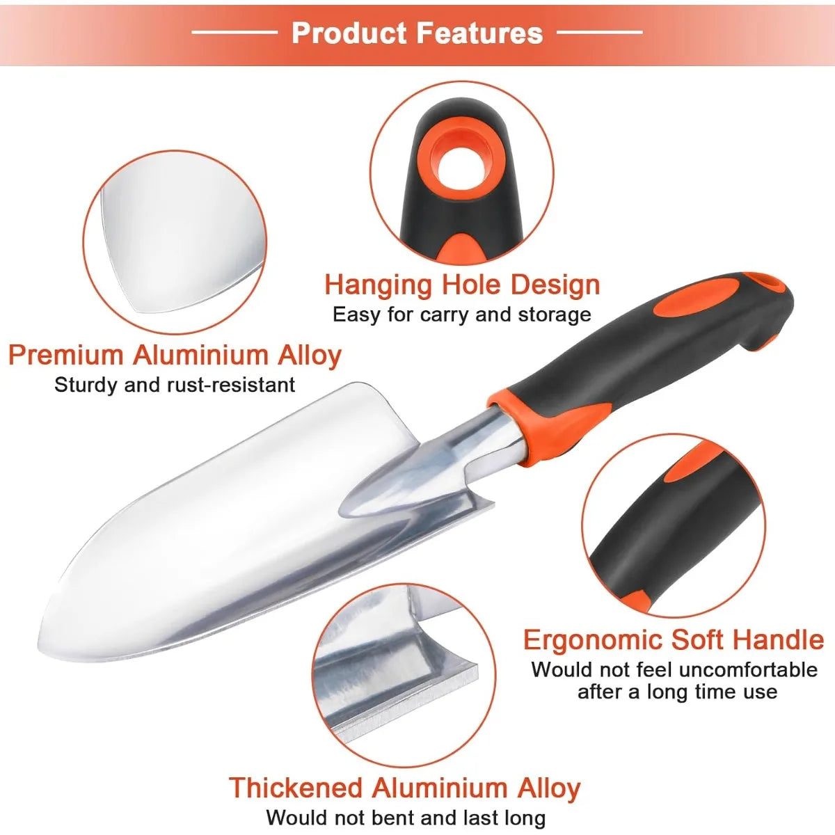 XIUWO Heavy Duty Garden Shovel With Ergonomic Handle