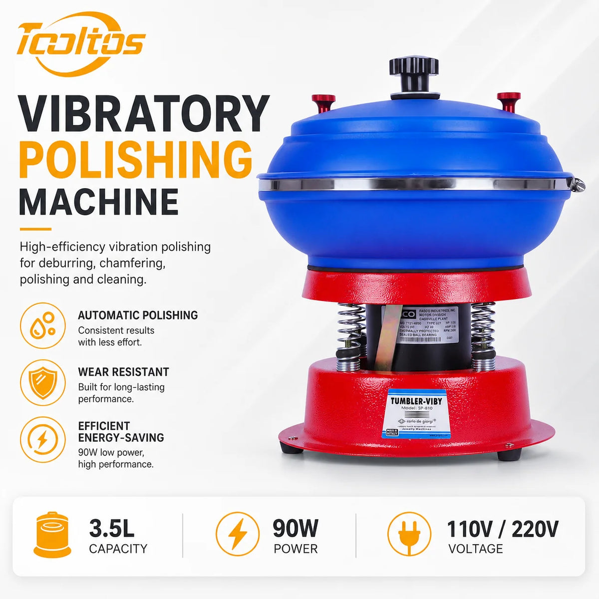 Vibratory Tumbler Polishing Machine for Jewelry, Agate and Metal