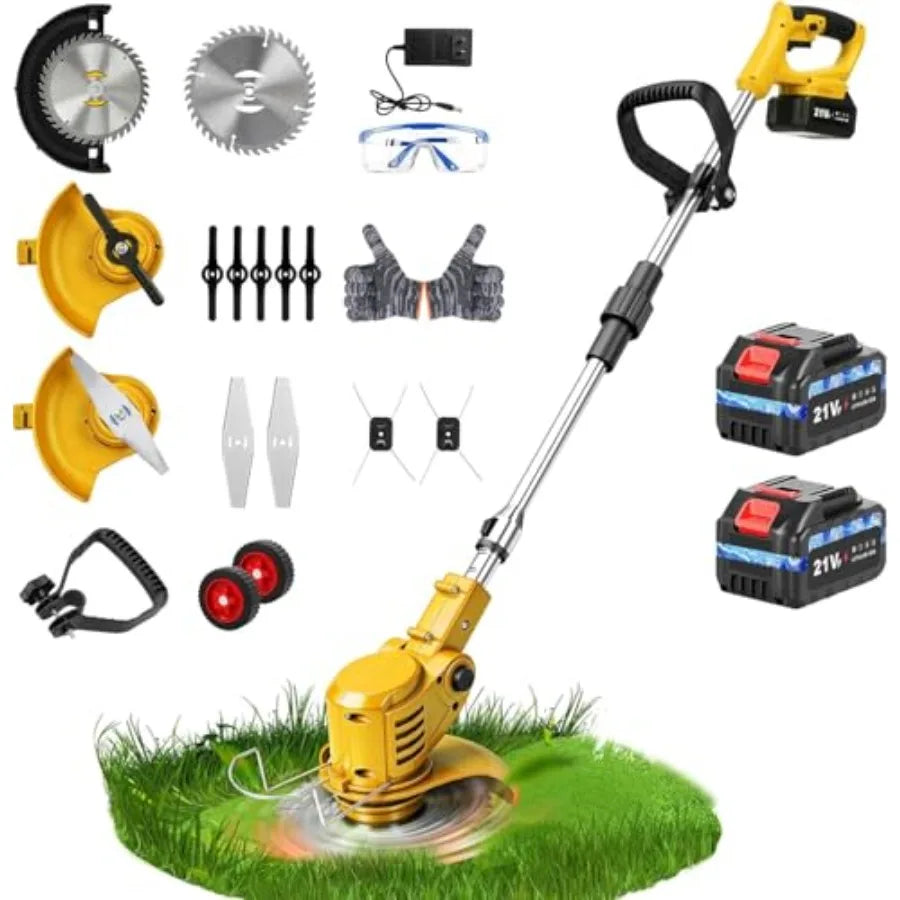 SHXI Cordless Electric Weed Trimmer With Wheel And Brush Cutter
