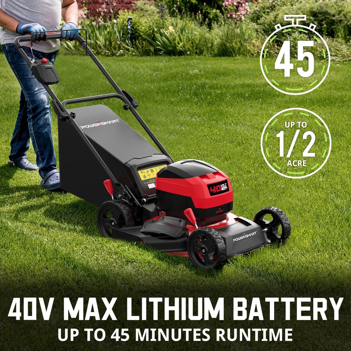 PowerSmart 40V Cordless Brushless Lawn Mower With Battery And Charger
