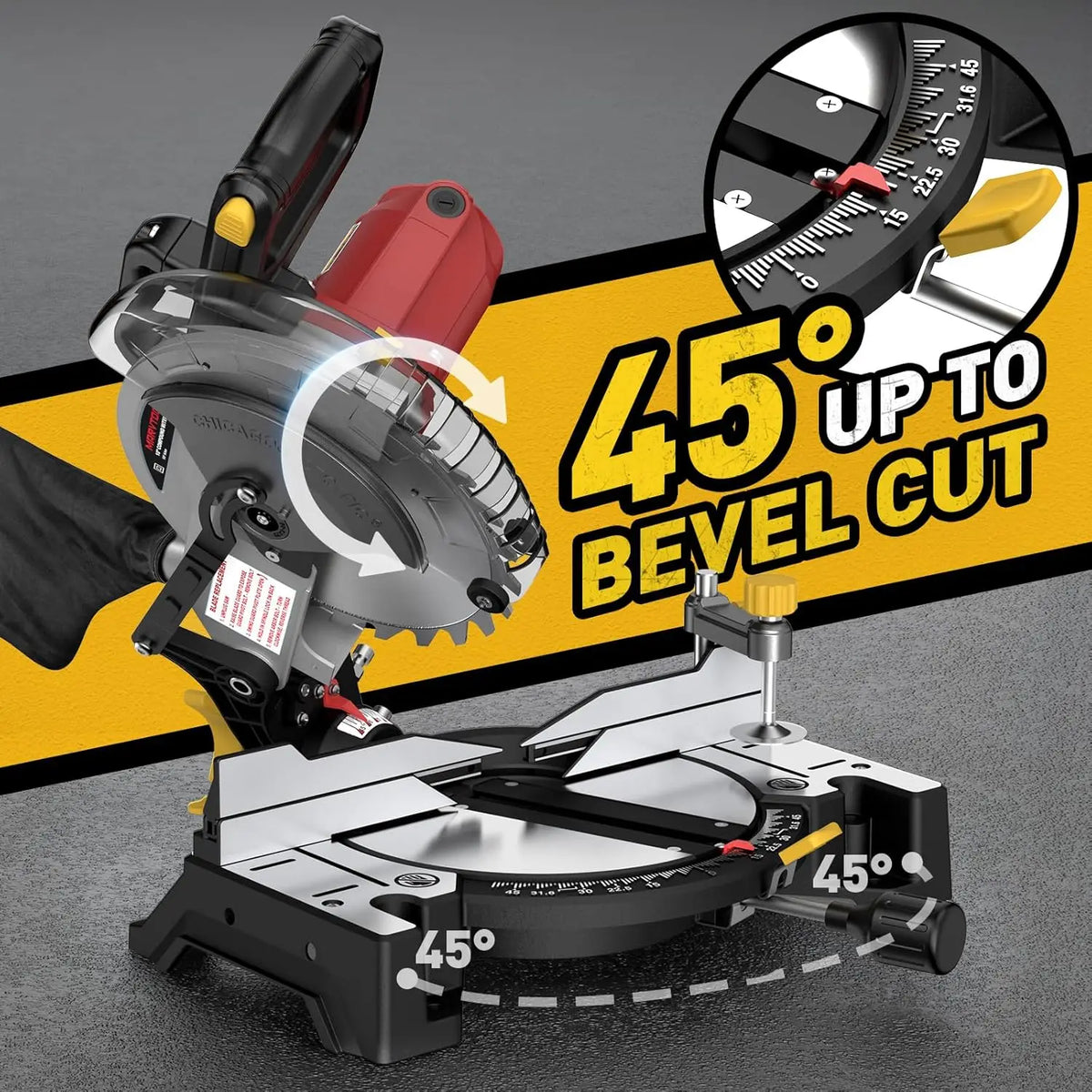 Single Bevel Compound Miter Saw With 15 Amp Motor and 5000 RPM
