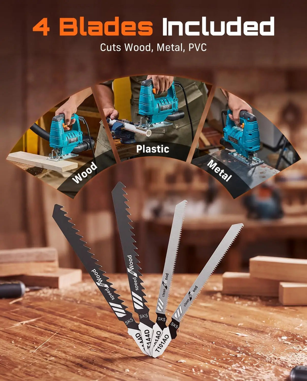 Seesii Corded Electric Jig Saw for Woodworking and DIY Projects