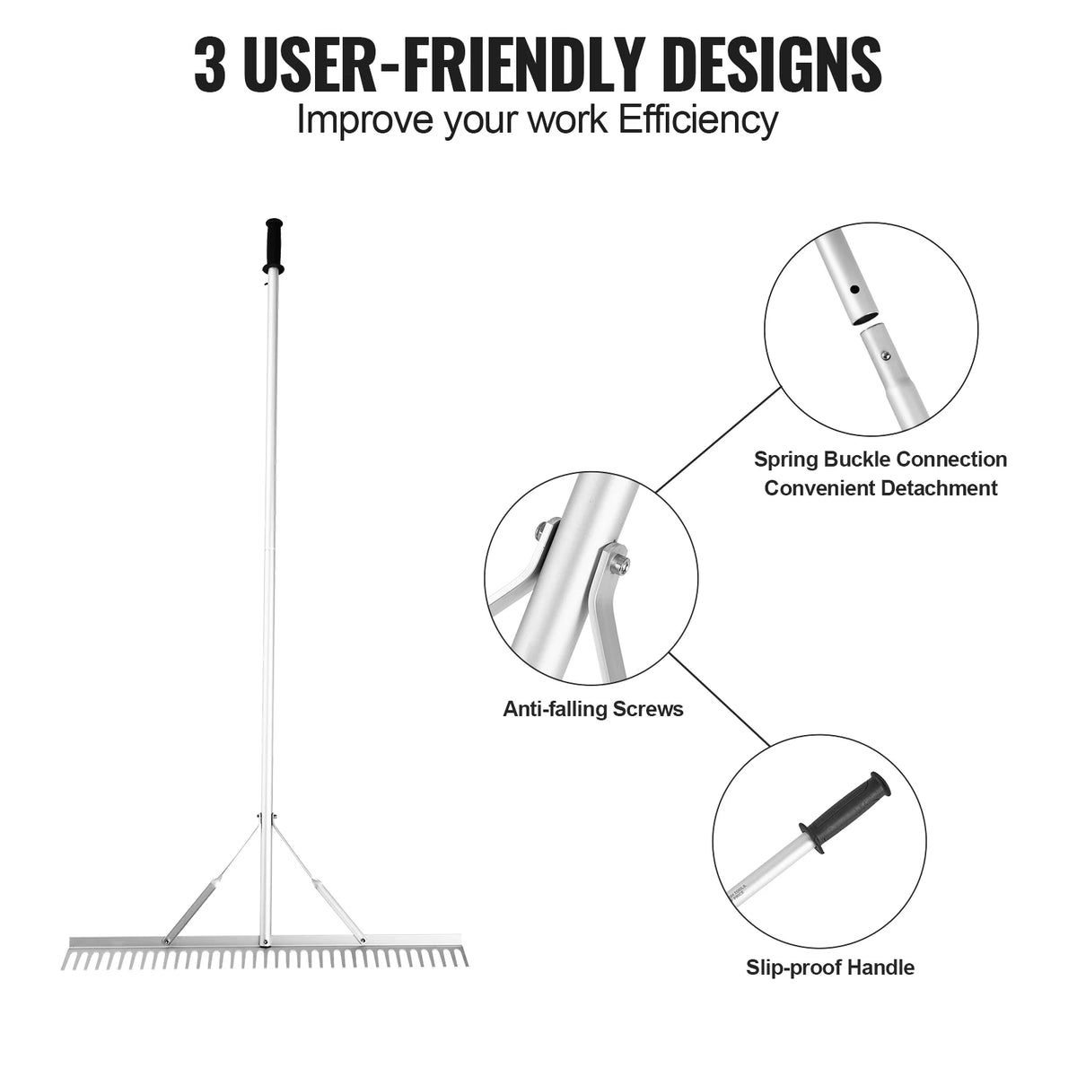 SucceBuy Aluminum Landscape Rake for Lawn Garden and Lake Weeding