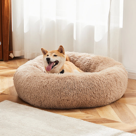 JHK Calming Washable Non Slip Plush Faux Fur Dog Bed