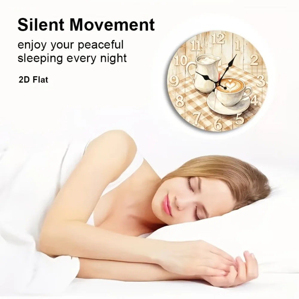 XMSJ Silent Non Ticking Coffee Bean Wall Clock Decoraled