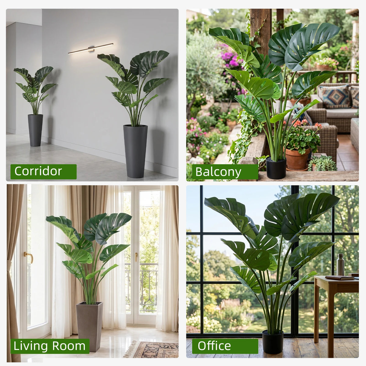 Artificial Monstera Deliciosa Tree With Pot for Home Office Decor