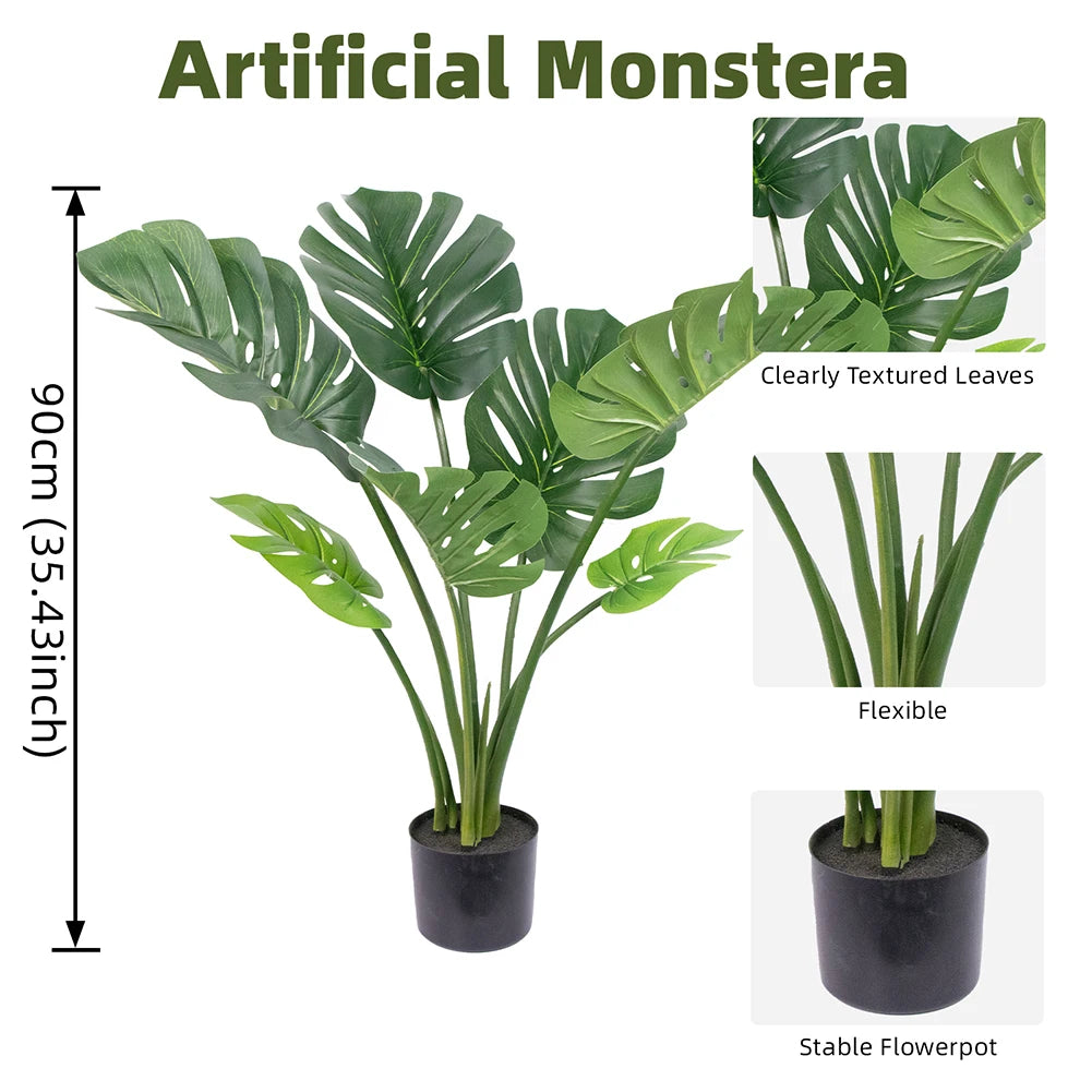 Artificial Monstera Deliciosa Tree With Pot for Home Office Decor