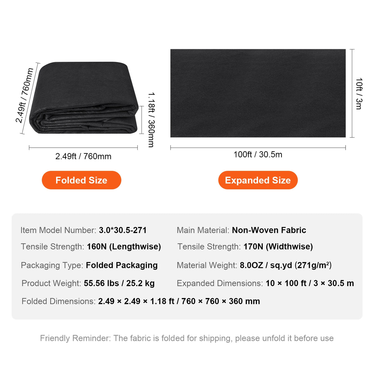 SucceBuy Non-Woven Geotextile Fabric For Driveways And Landscaping