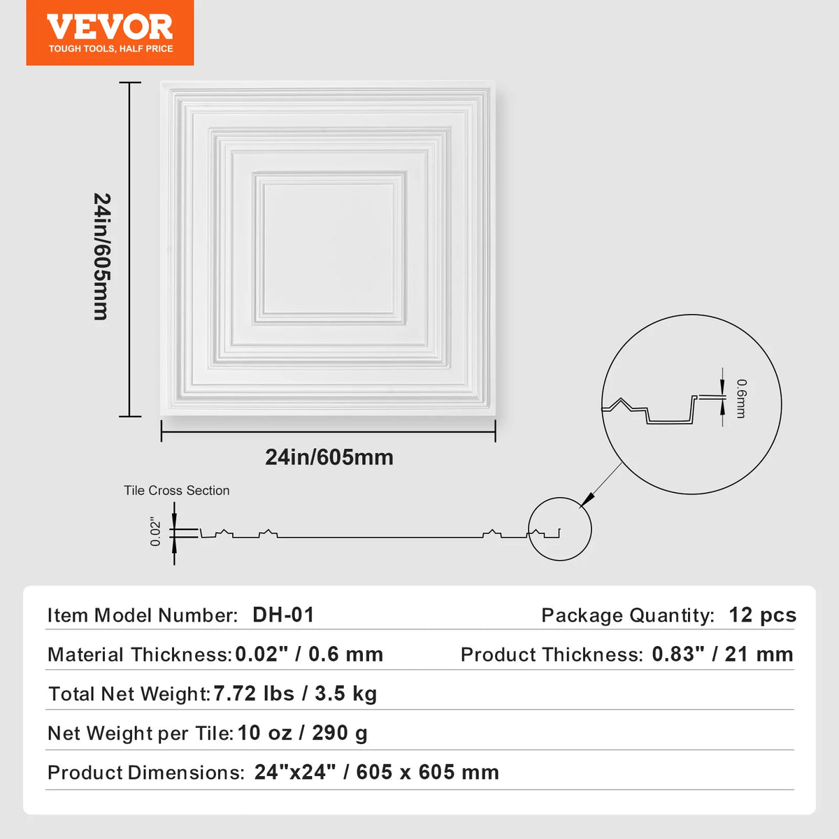 SucceBuy Premium Polystyrene Drop Ceiling Tiles for Home and Office Decorating