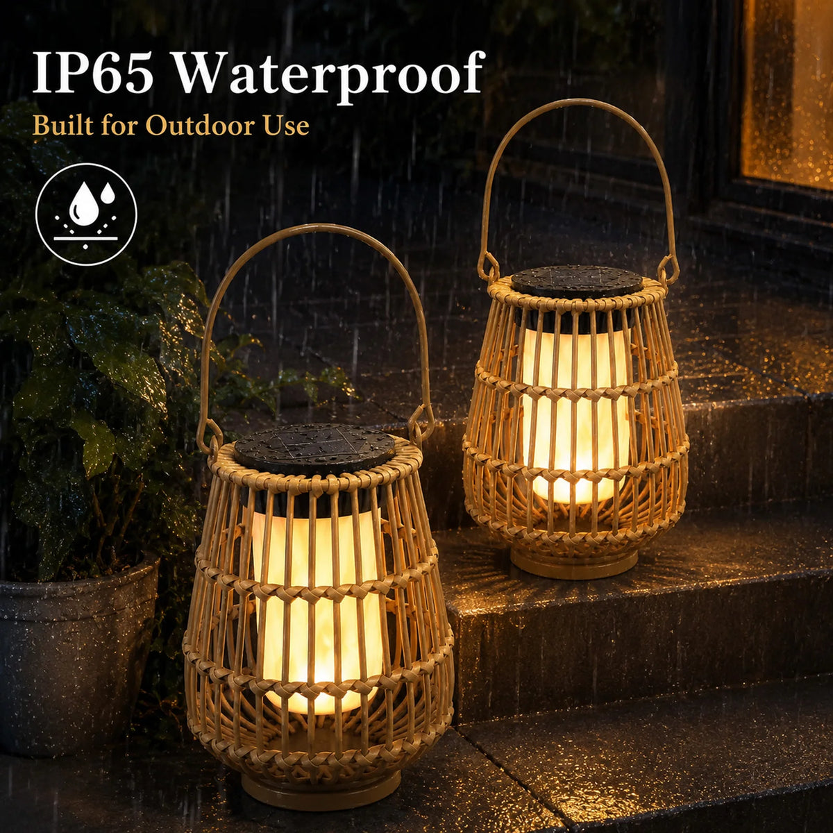 Handwoven Outdoor Solar Lanterns for Garden Patio and Porch Lights