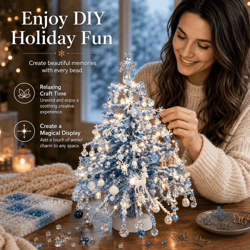 Mini Desktop Christmas Tree Kit With Snowflake Ornaments