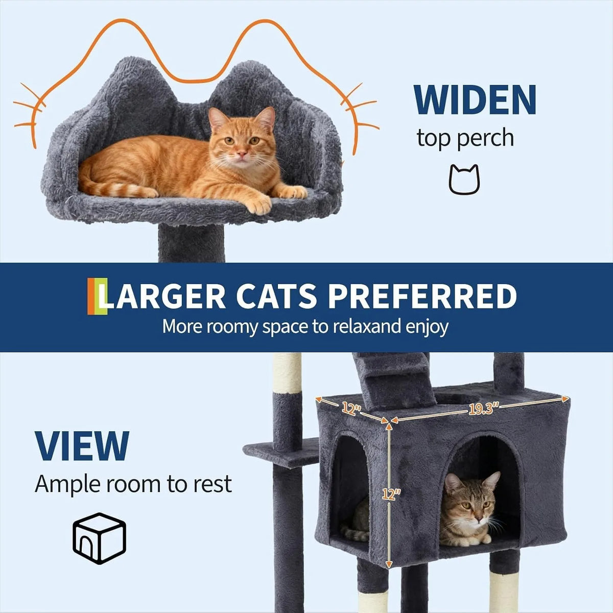 HOSSLLY Multi Level Cat Tree Tower Condo Perches And Hammock