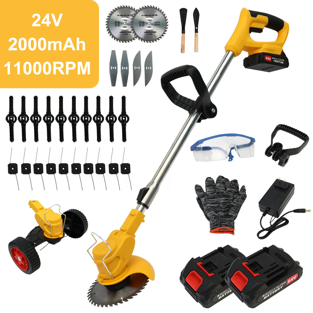 Cordless 3-in-1 Lawn Mower and Grass Trimmer Garden Tool