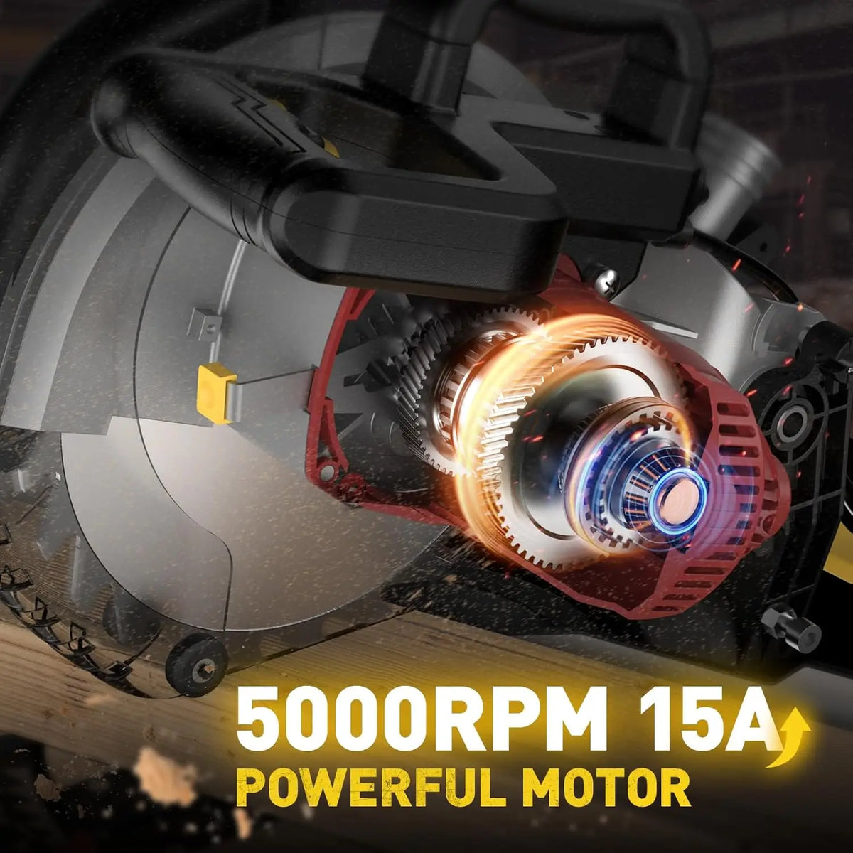 Single Bevel Compound Miter Saw With 15 Amp Motor and 5000 RPM