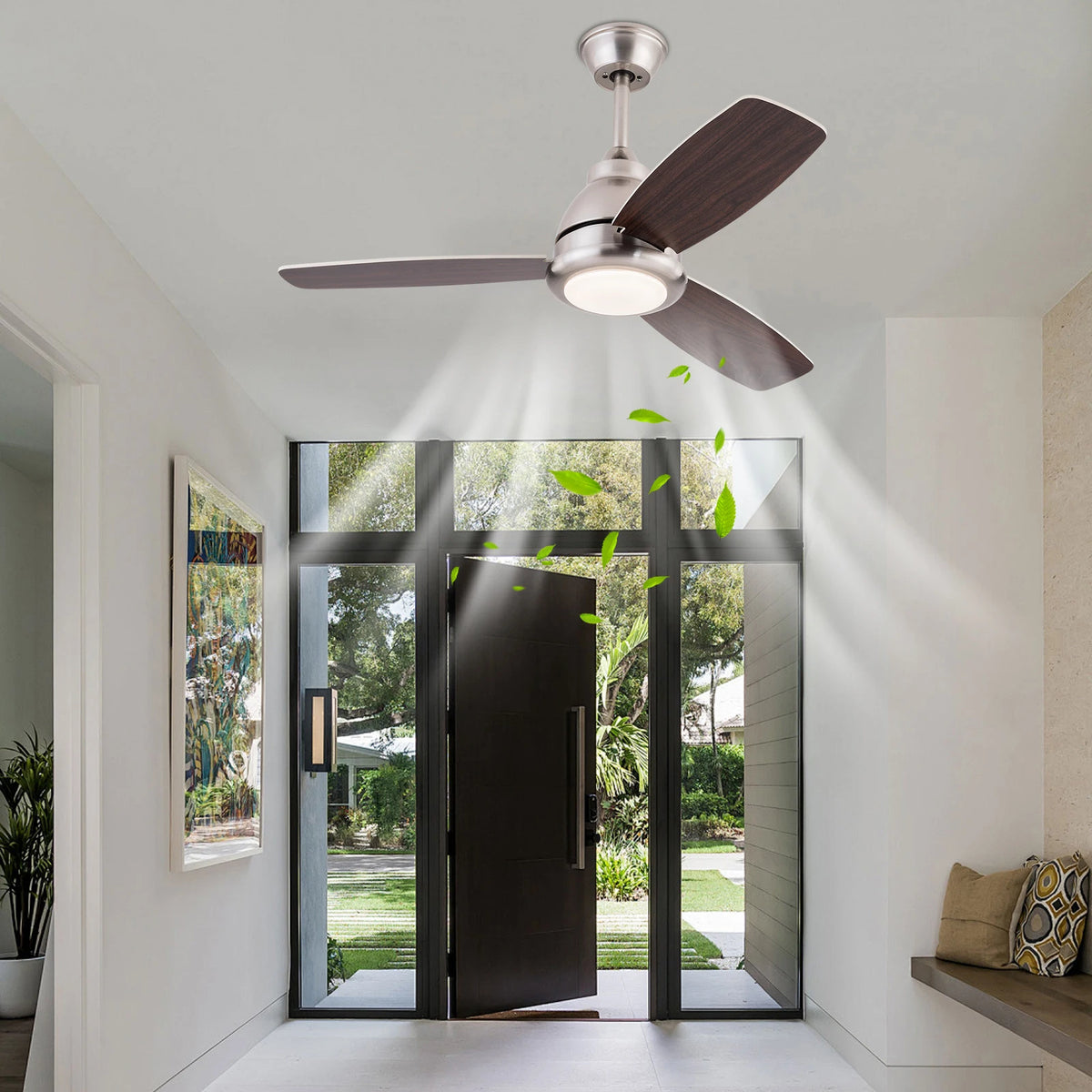 Modern LED Ceiling Fan Light With Remote Control Quiet Fan