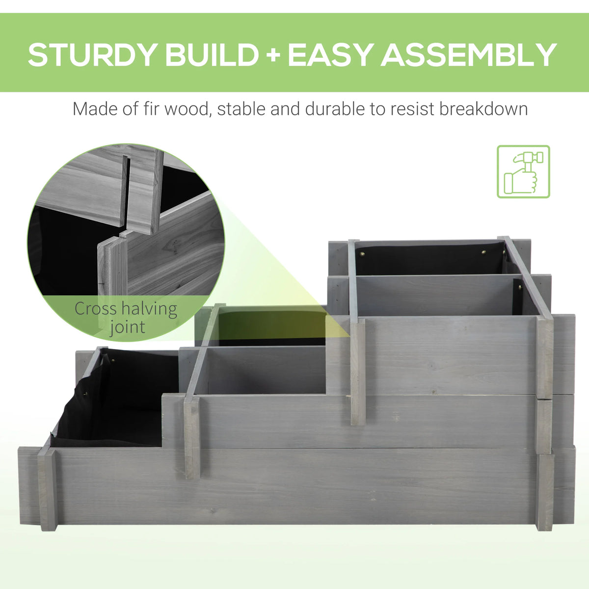 Outsunny Three Tier Raised Garden Bed With Five Planting Compartments