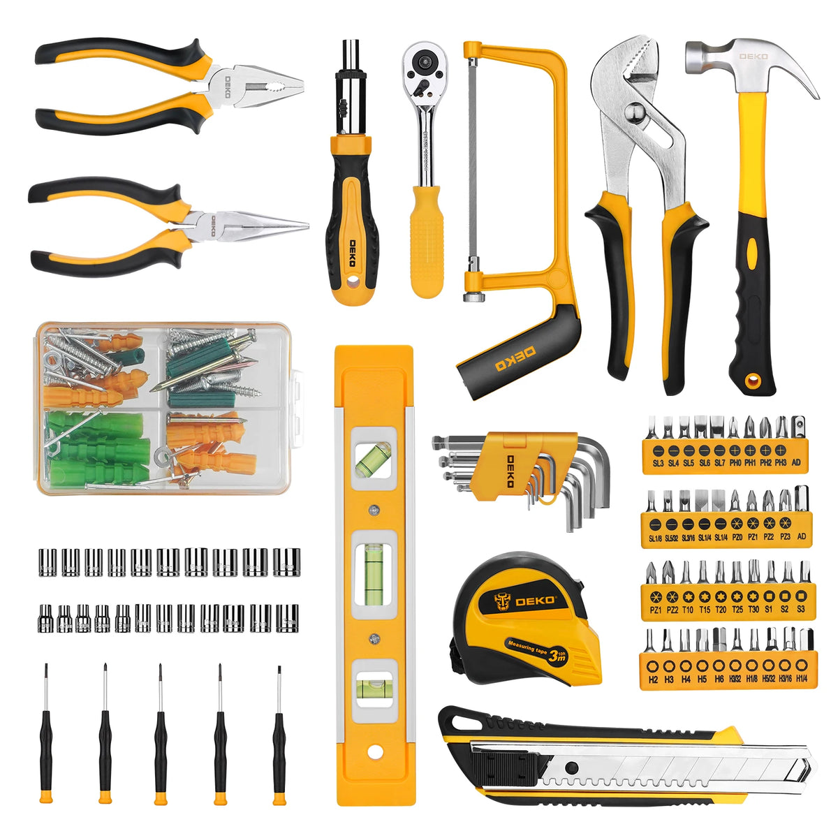 DEKOPRO 228Pcs Socket Wrench Auto Repair Tool Set With Case