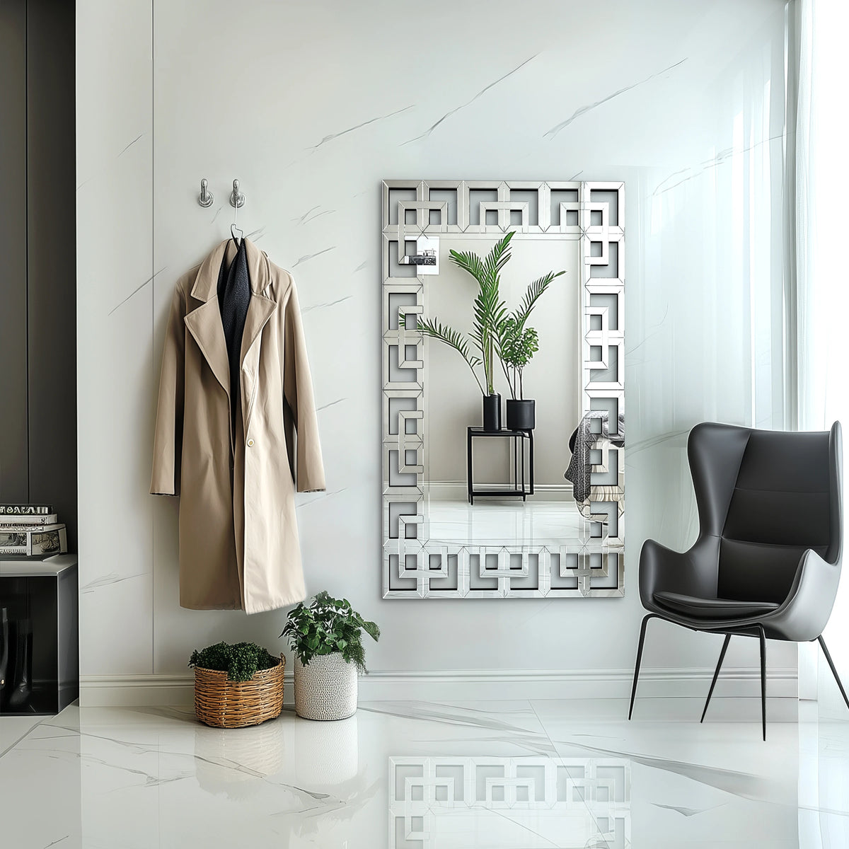 Venetian Art Mirror With Beveled Glass Edge For Home Decor