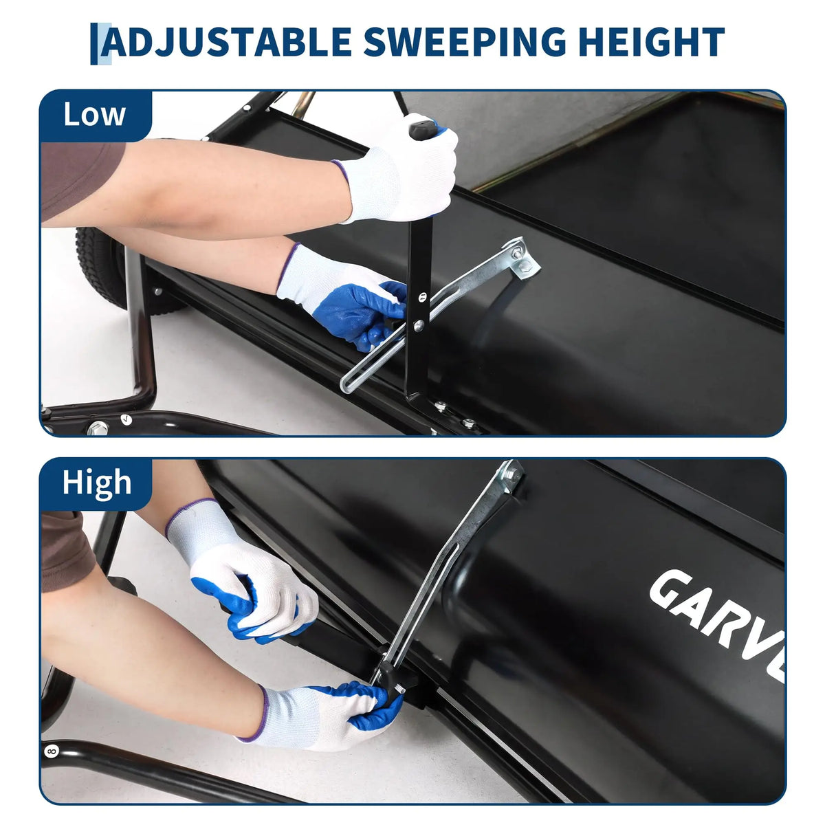 HiMISS Tow Behind Lawn Sweeper With Easy Pull Rope Dump