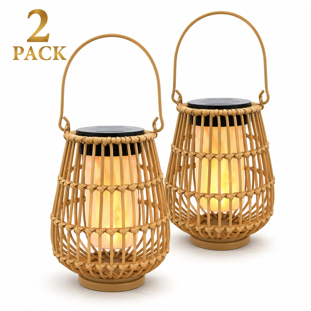Handwoven Outdoor Solar Lanterns for Garden Patio and Porch Lights