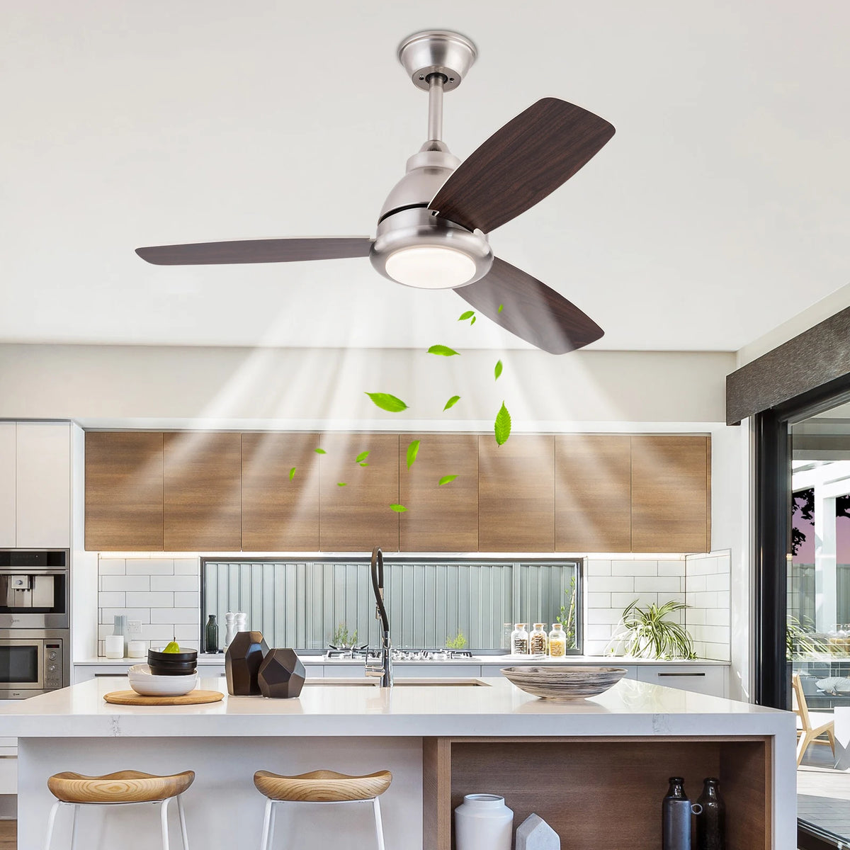 Modern LED Ceiling Fan Light With Remote Control Quiet Fan