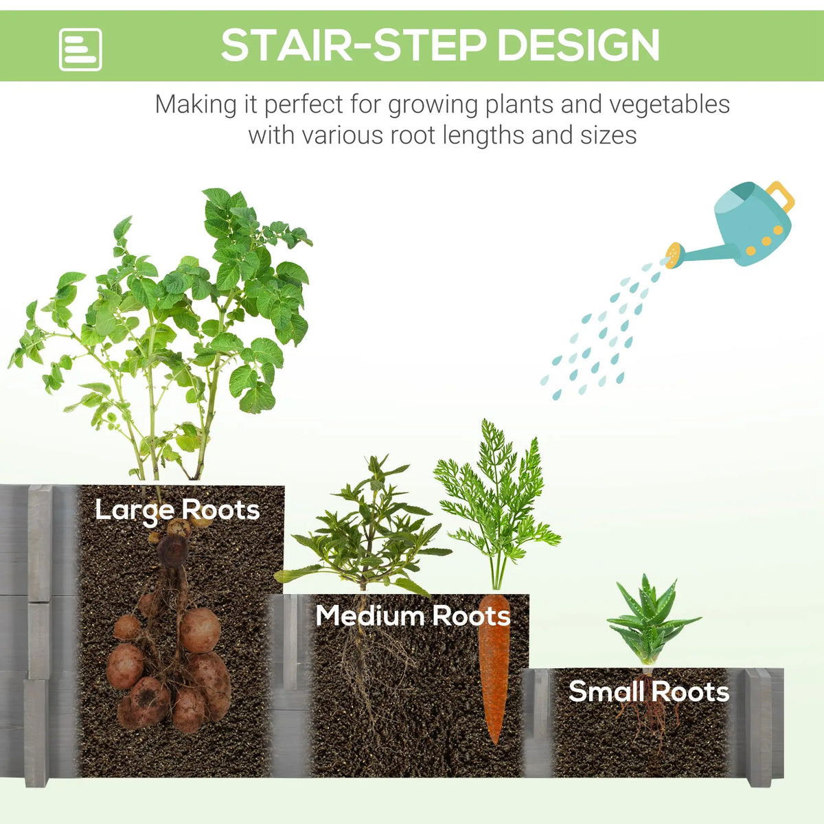 Outsunny Three Tier Raised Garden Bed With Five Planting Compartments