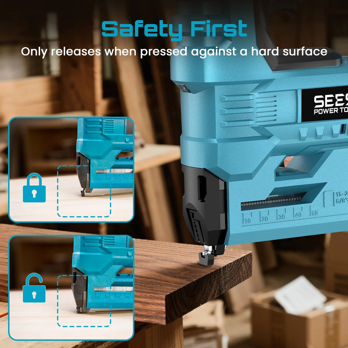 Seesii Cordless Brad Nailer And Stapler For Furniture Projects