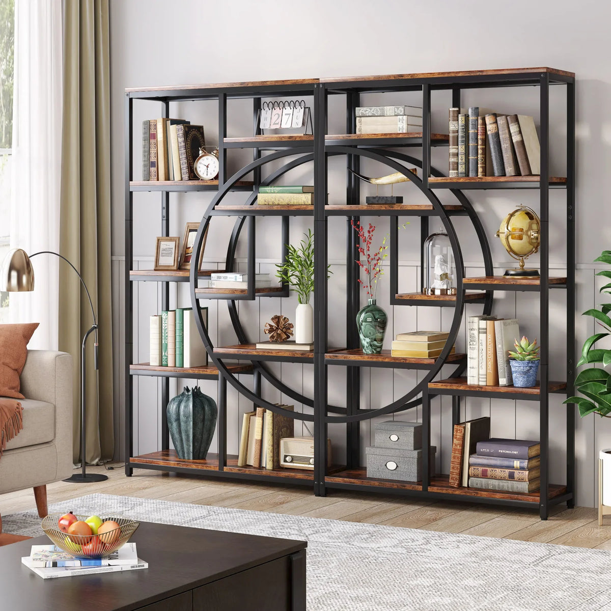 Tribesigns Industrial Etagere Bookcase Freestanding Display Storage Shelf