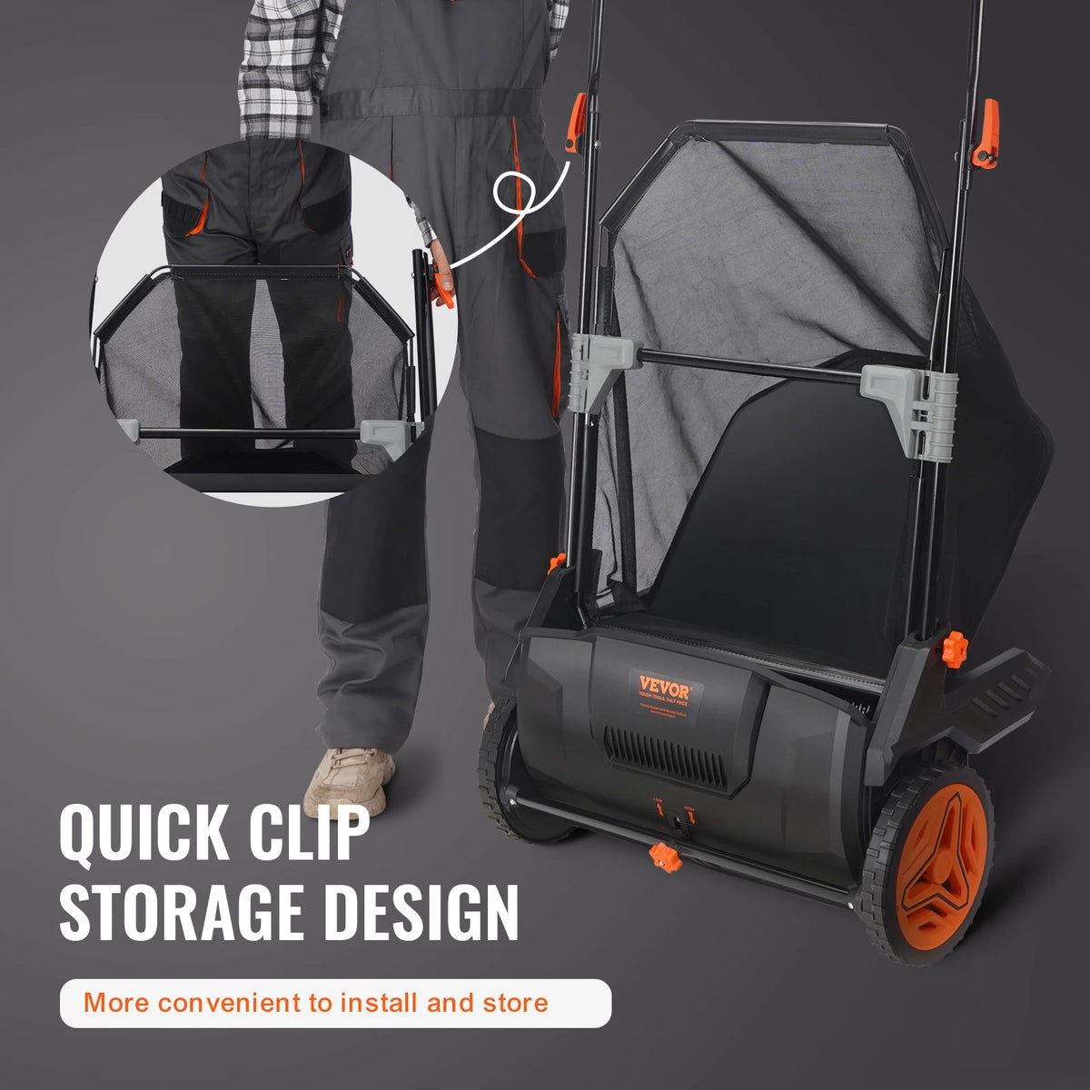 SucceBuy Push Lawn Sweeper With Mesh Hopper And Dual Brushes