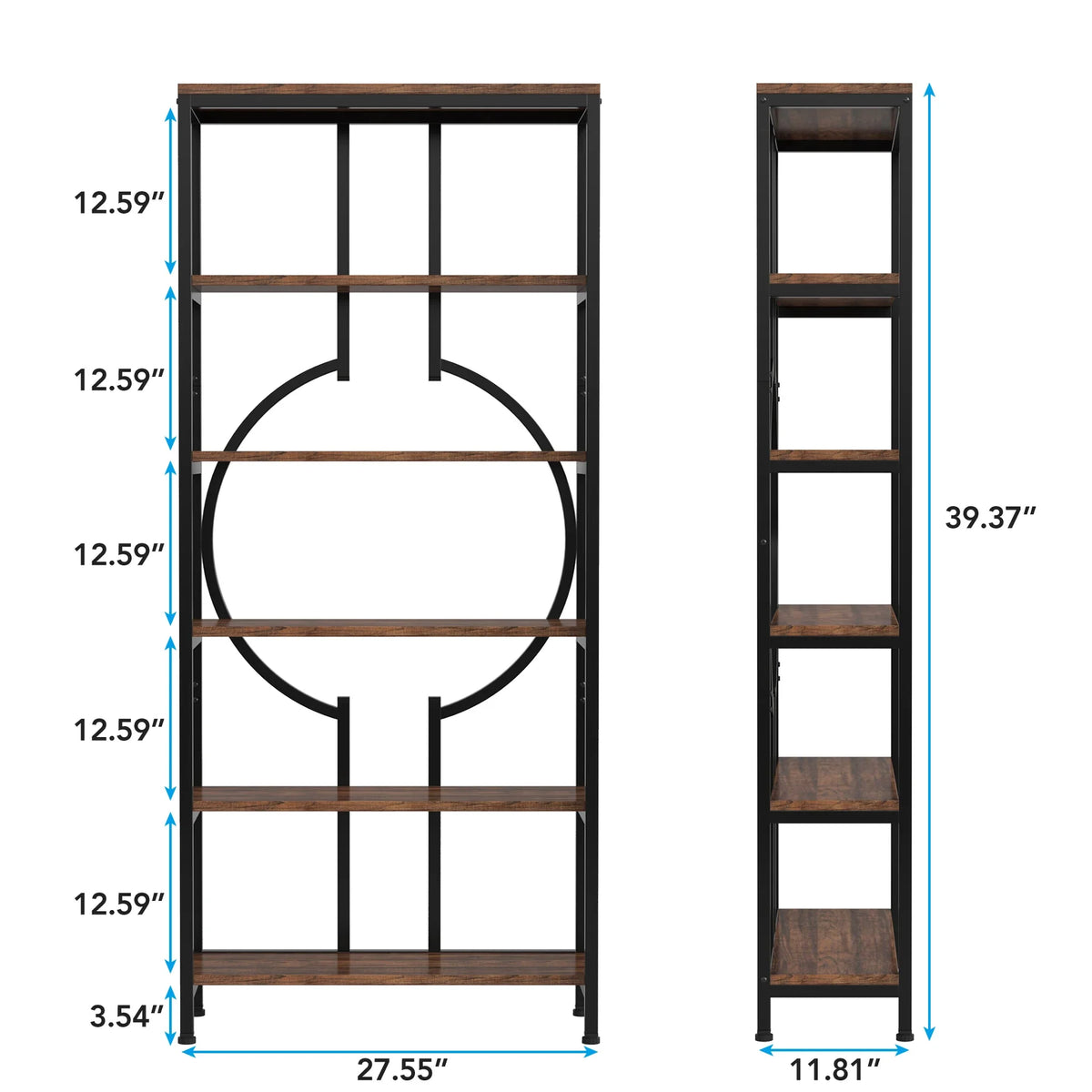 Tribesigns Industrial Bookshelf With Open Display Storage Shelves