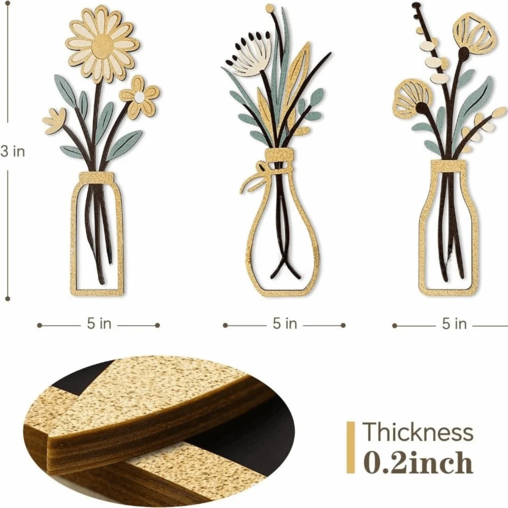 Metal Floral Vase Wall Art For Boho Farmhouse Decor