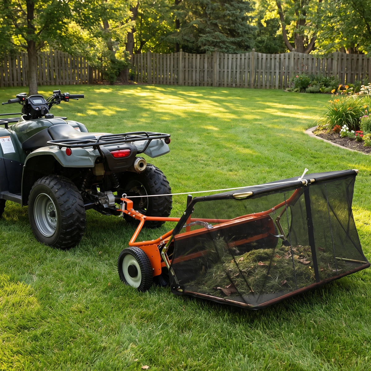 Heavy Duty Tow Behind Lawn Sweeper For Leaves And Grass