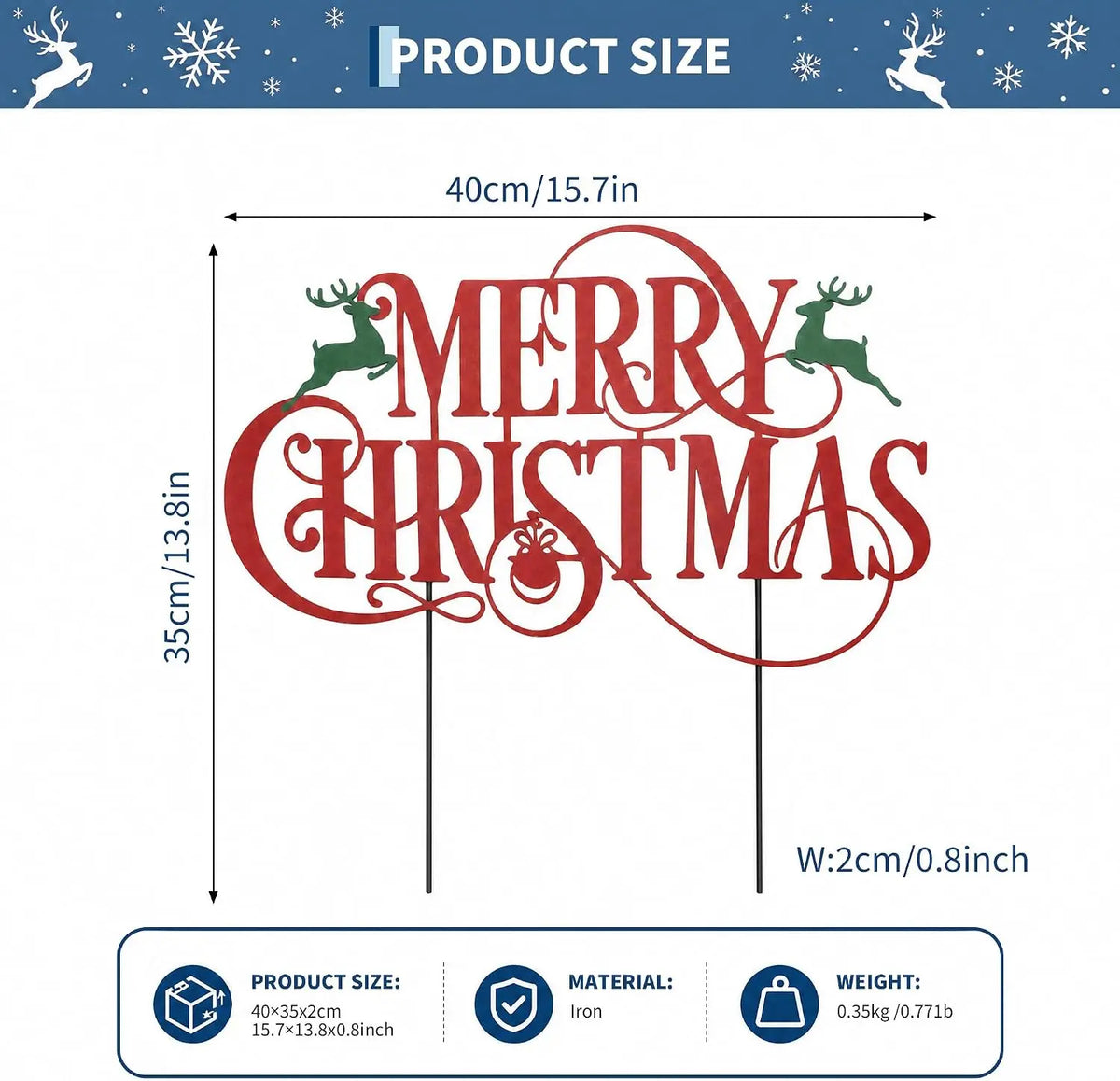 Merry Christmas Reindeer Yard Signs With Stakes for Holiday Decor