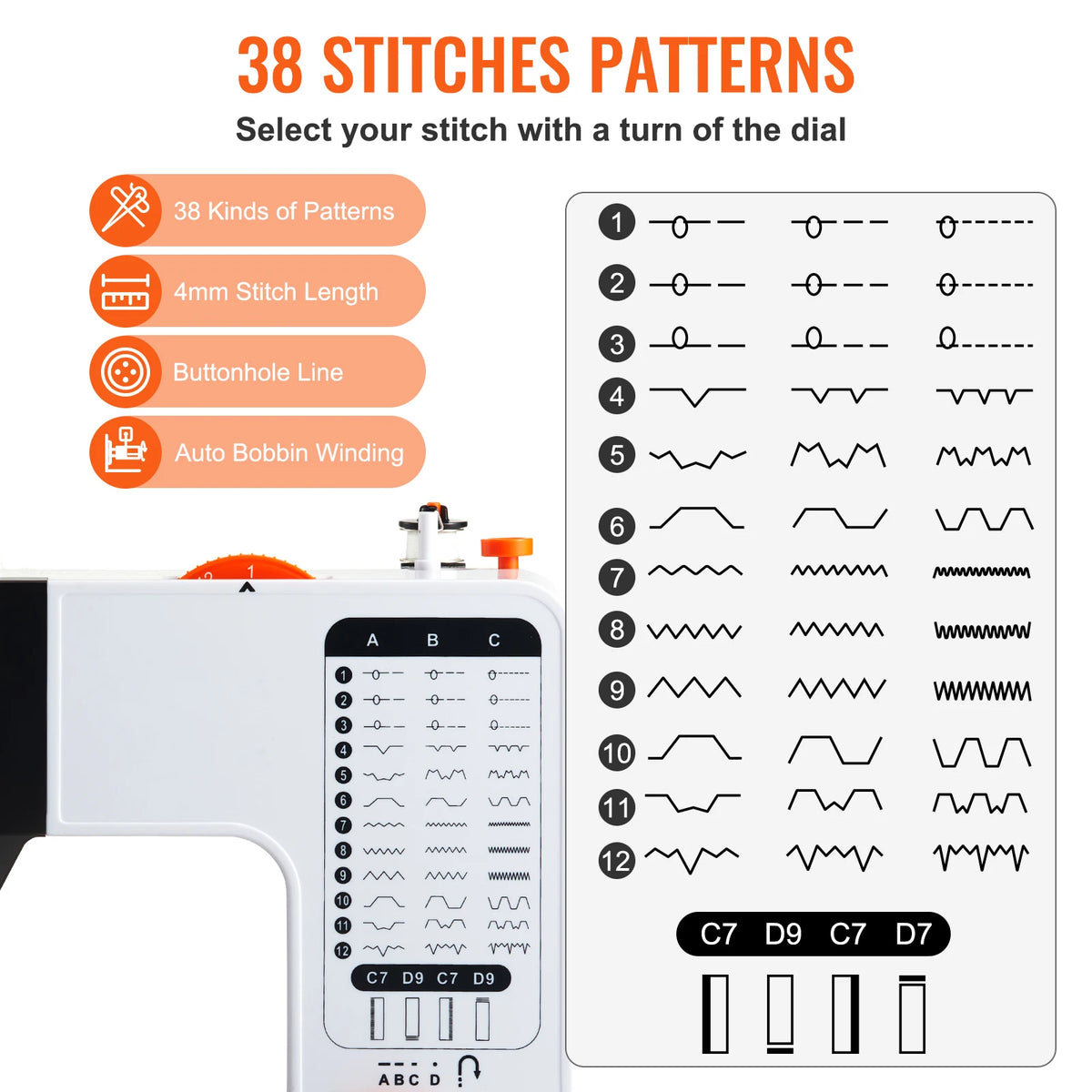 SucceBuy Portable Sewing Machine With 38 Built In Stitches
