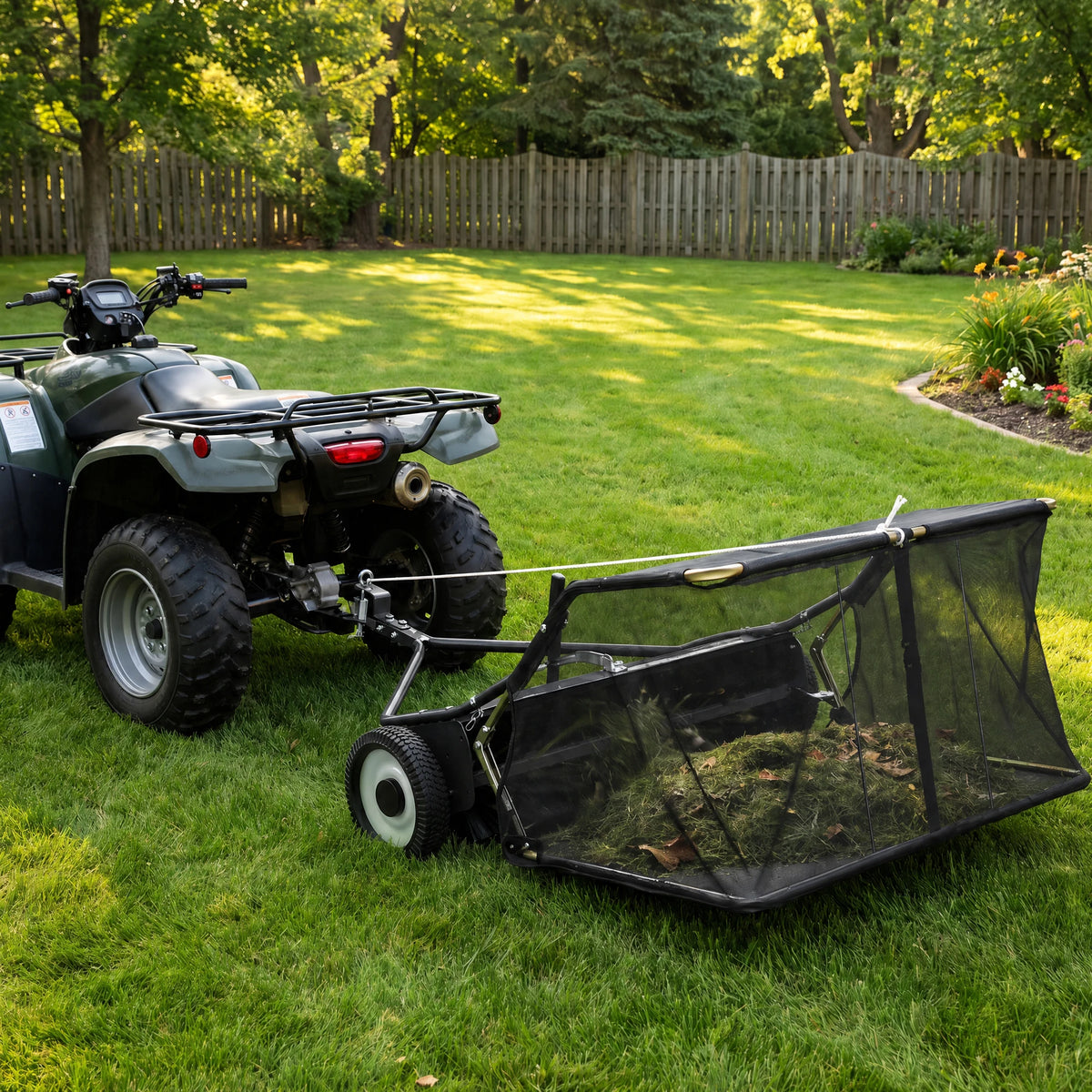 Heavy Duty Tow Behind Lawn Sweeper For Leaves And Grass