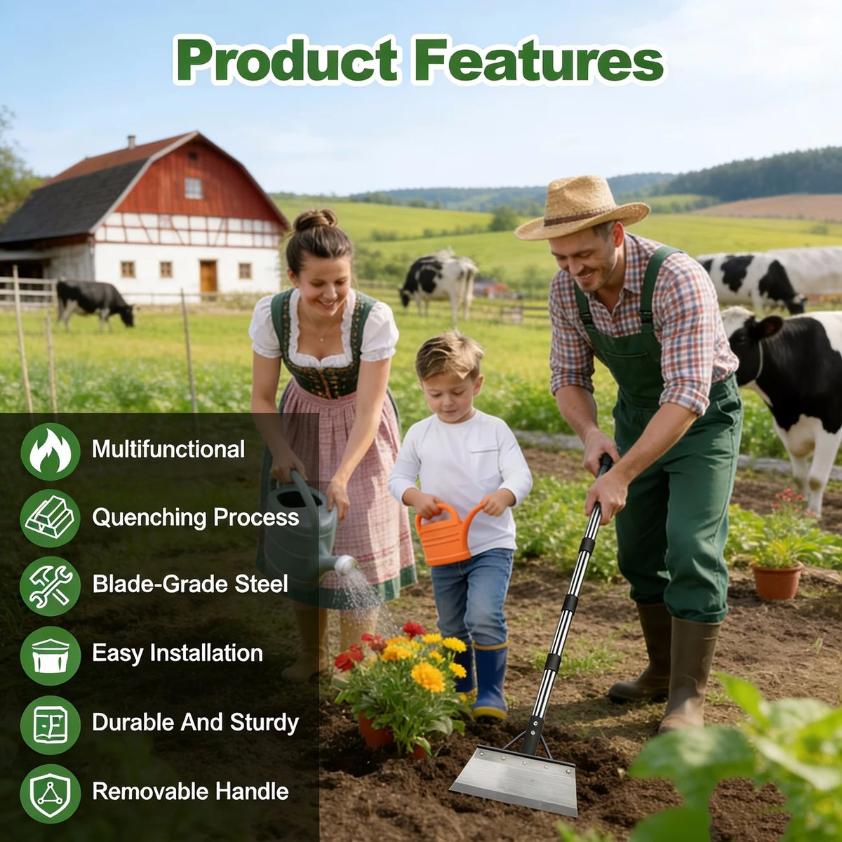 Multifunctional Stainless Steel Garden Shovel Set for Weeding and Digging