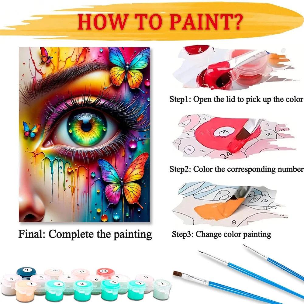 Butterfly Portrait Paint By Numbers Canvas Art Kit For Adults