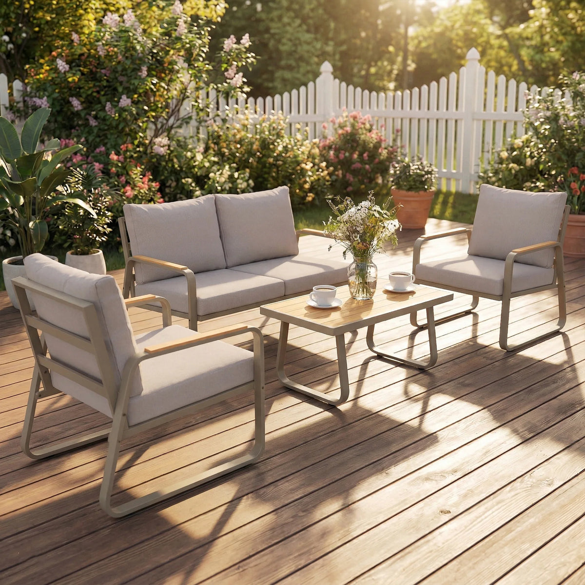 Outsunny Outdoor Patio Sofa Furniture Set for Garden Relaxation