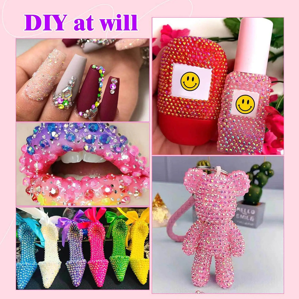 Resin Rhinestone Bedazzling Kit With Flatback Gems for Crafts
