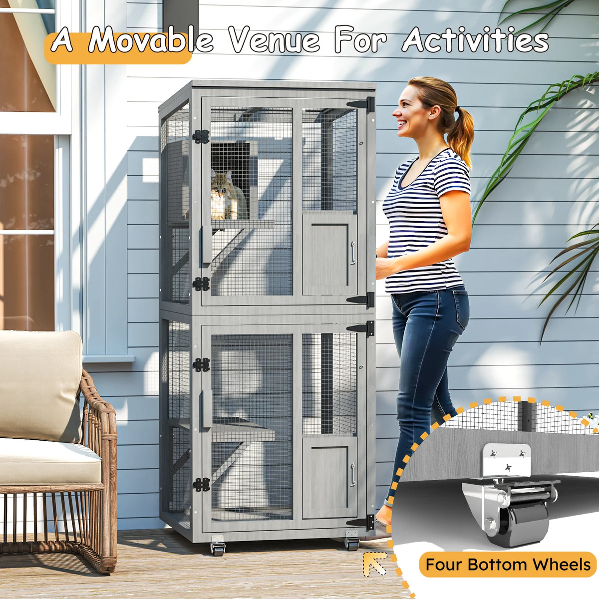 Outdoor Cat Catio Playpen With Waterproof Roof And Resting Box