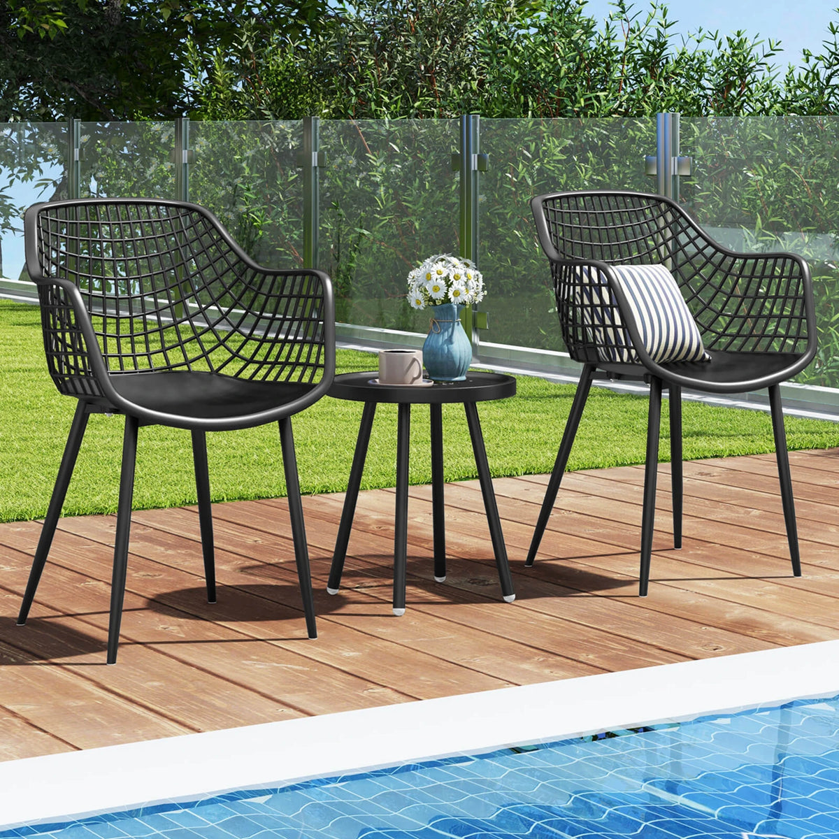 HOMASIS All Weather Patio Bistro Table And Chairs Set