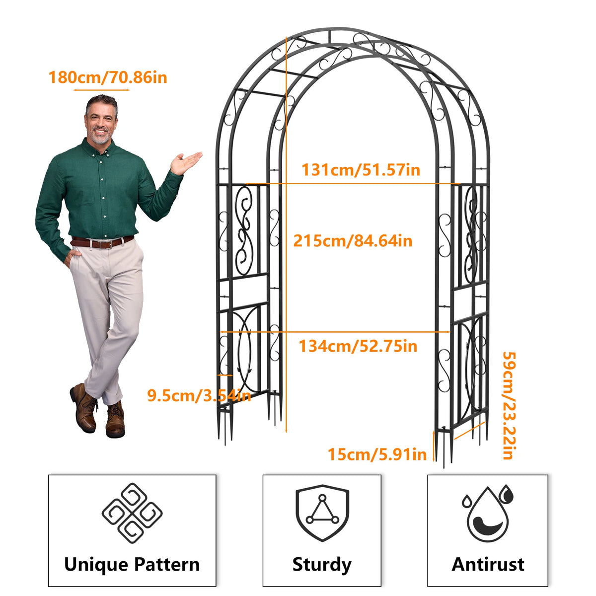 Heavy Duty Metal Garden Arbor Vine Frame Trellis For Climbing Plants Arch Iron Outdoor