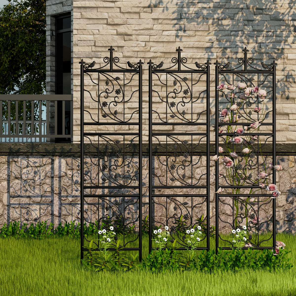 Garden Trellis Decorative Outdoor Tall Iron Fence Lattice Panel For Climbing Plants