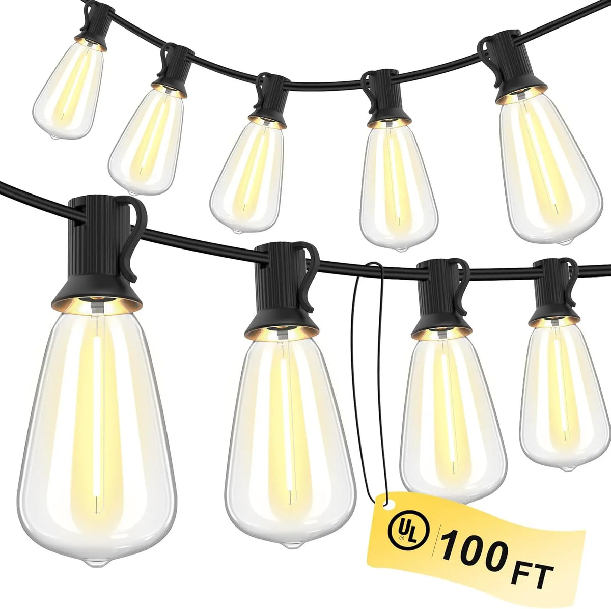 MIMIRGB Waterproof Dimmable Outdoor String Lights With Replaceable Bulbs