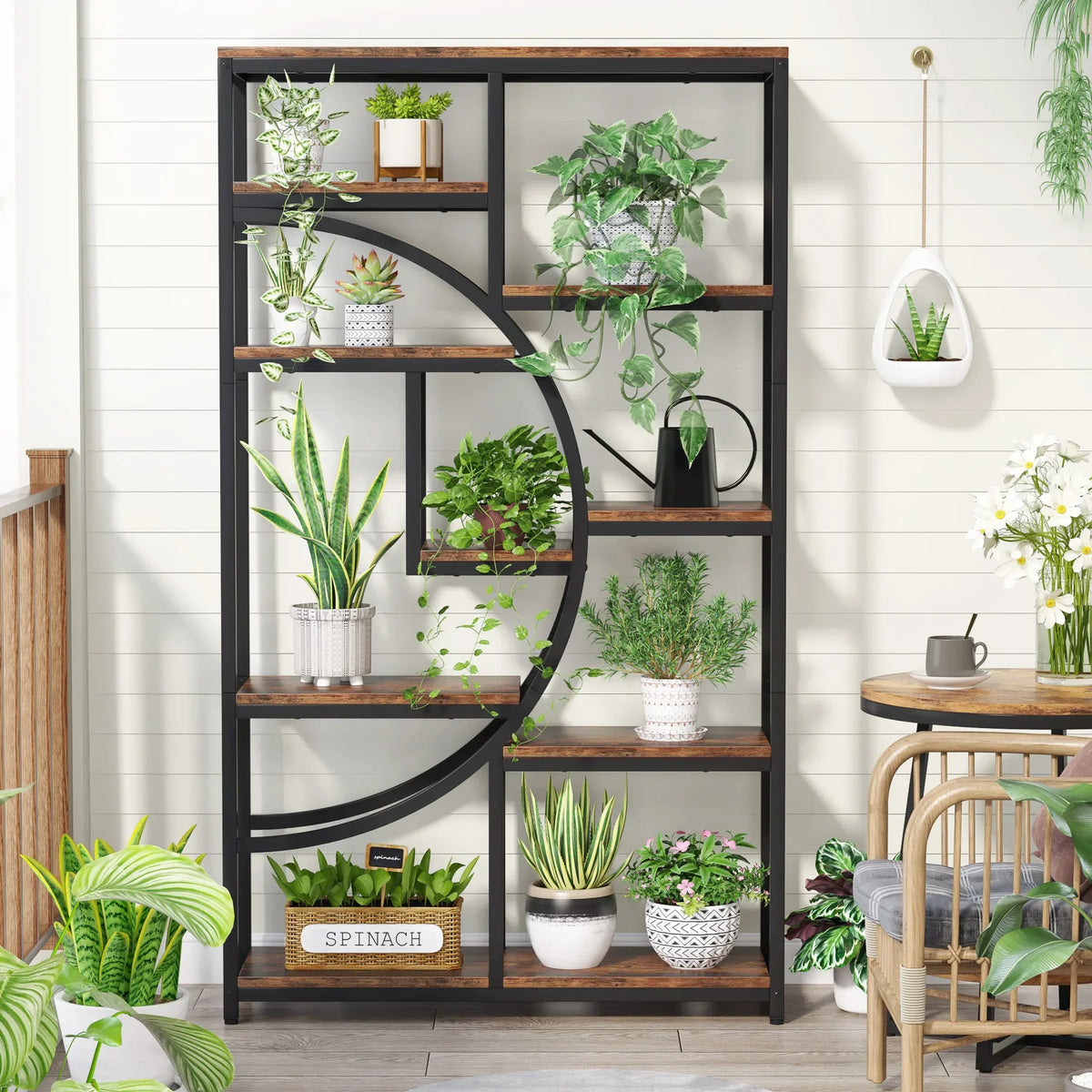 Tribesigns Industrial Etagere Bookcase Freestanding Display Storage Shelf