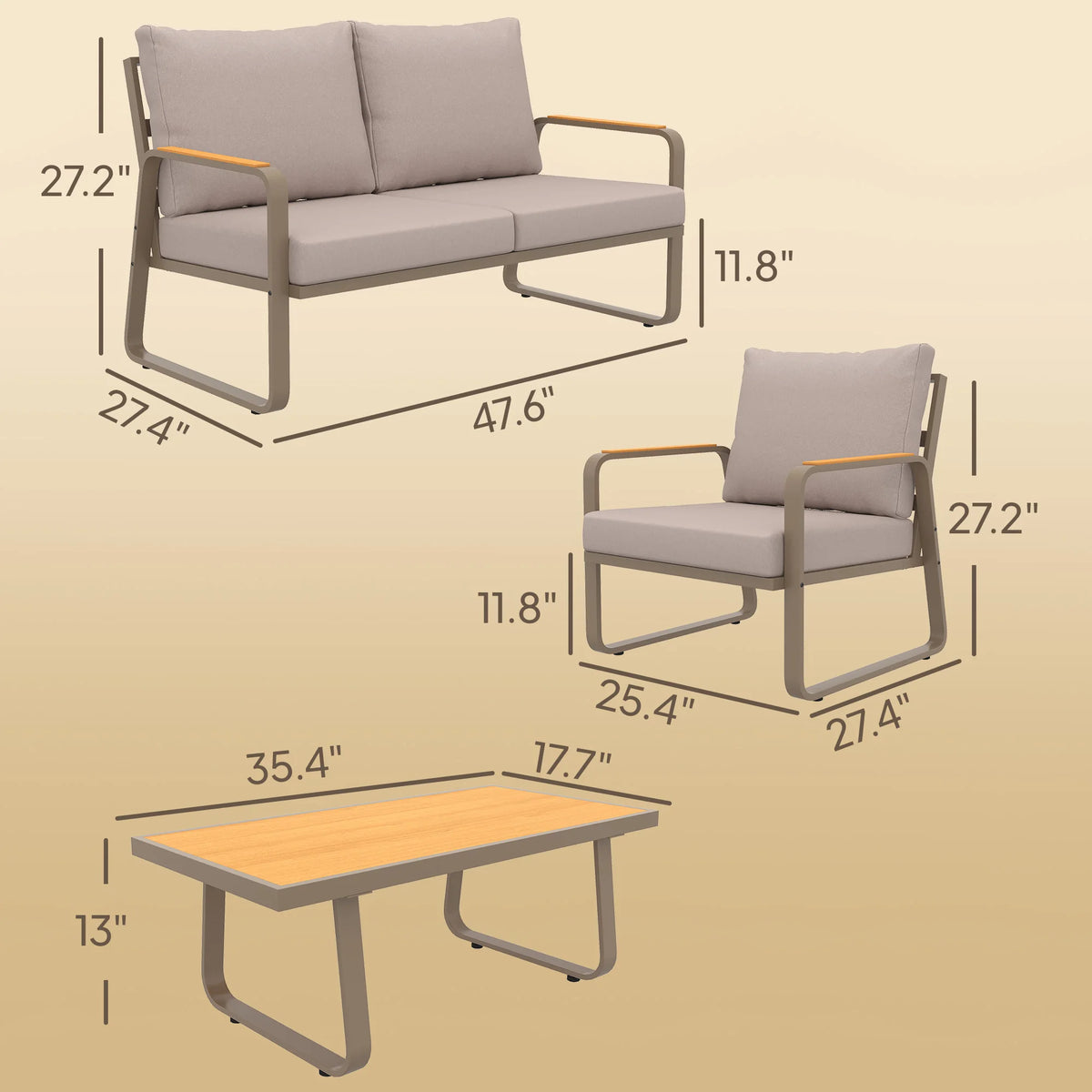 Outsunny Outdoor Patio Sofa Furniture Set for Garden Relaxation