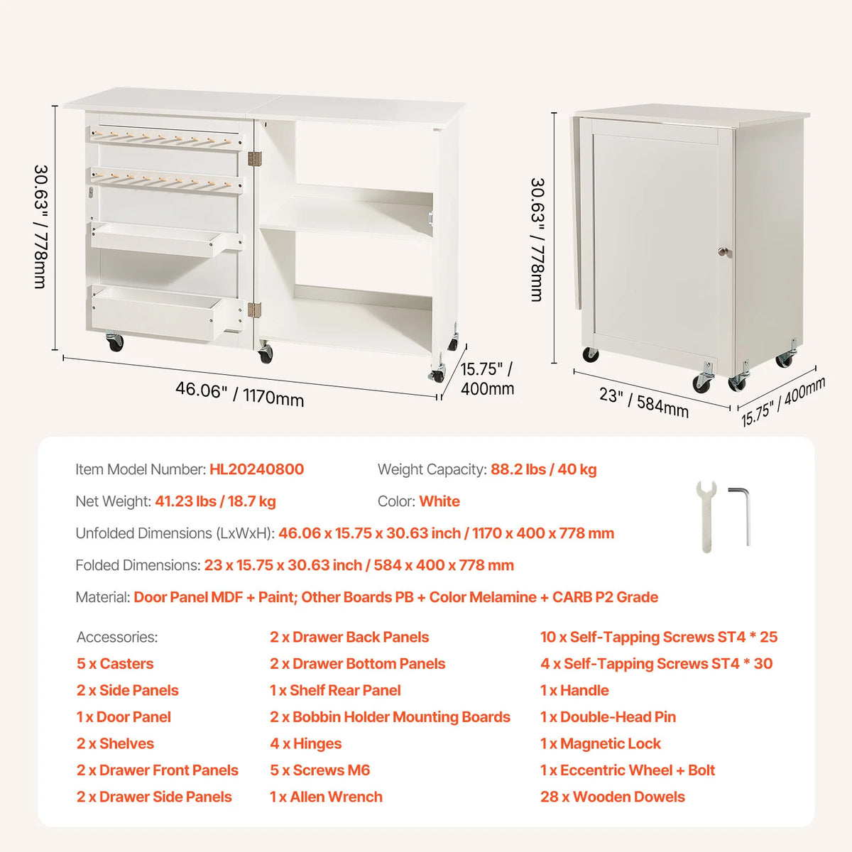 SucceBuy Multipurpose Folding Sewing Machine Table With Storage